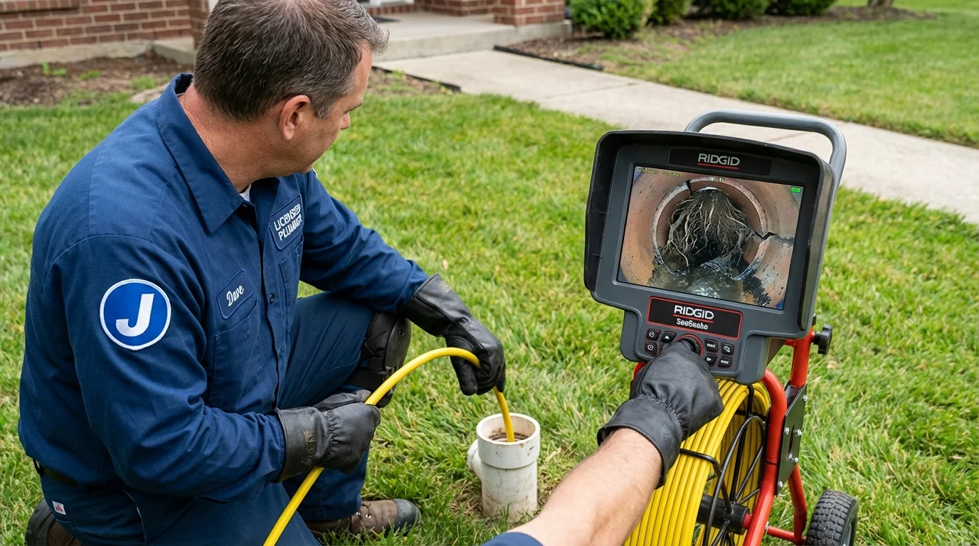 Sewer camera inspection being performed by Johns Plumbing LLC in Wilber
