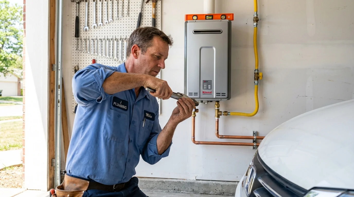 Tankless water heater installation by a Johns Plumbing LLC plumber in Wilber